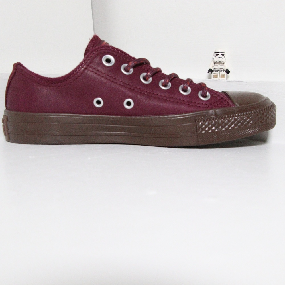 Converse Dark Burgundy Leather All Star Low Tops